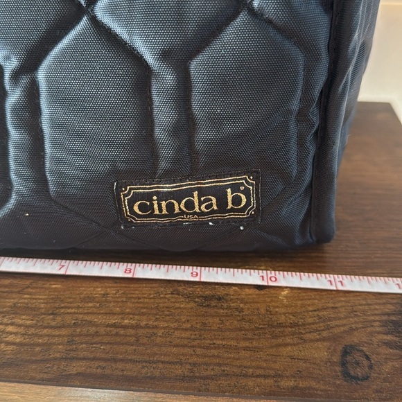 Cinda b Crossbody Satchel - black white and gold tone accents - Picture 13 of 14